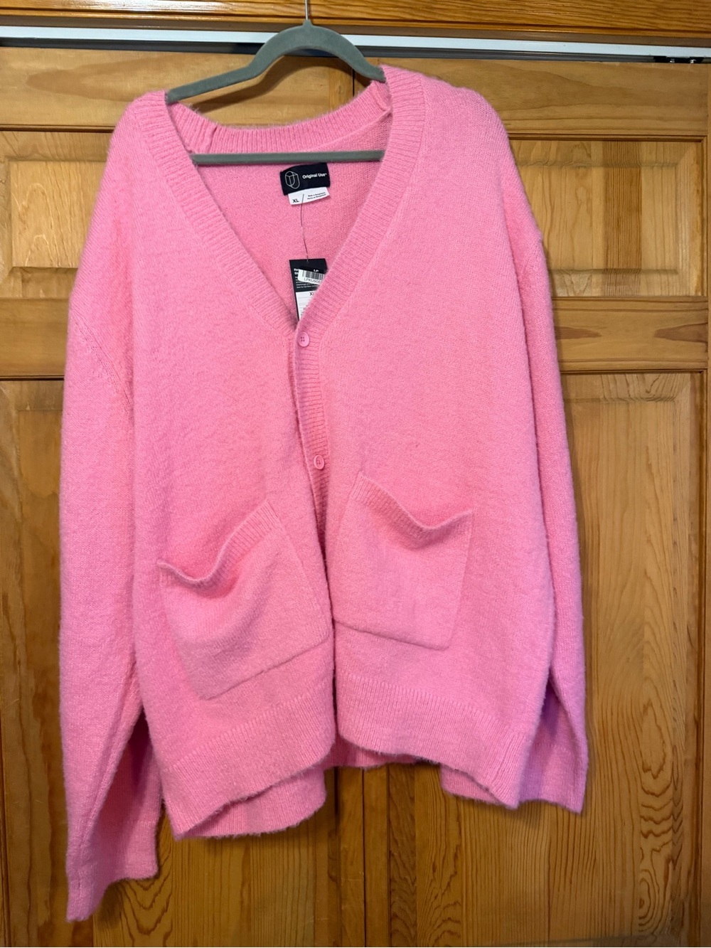 Original Use Bubblegum Pink V‑Neck Pocket Cardigan